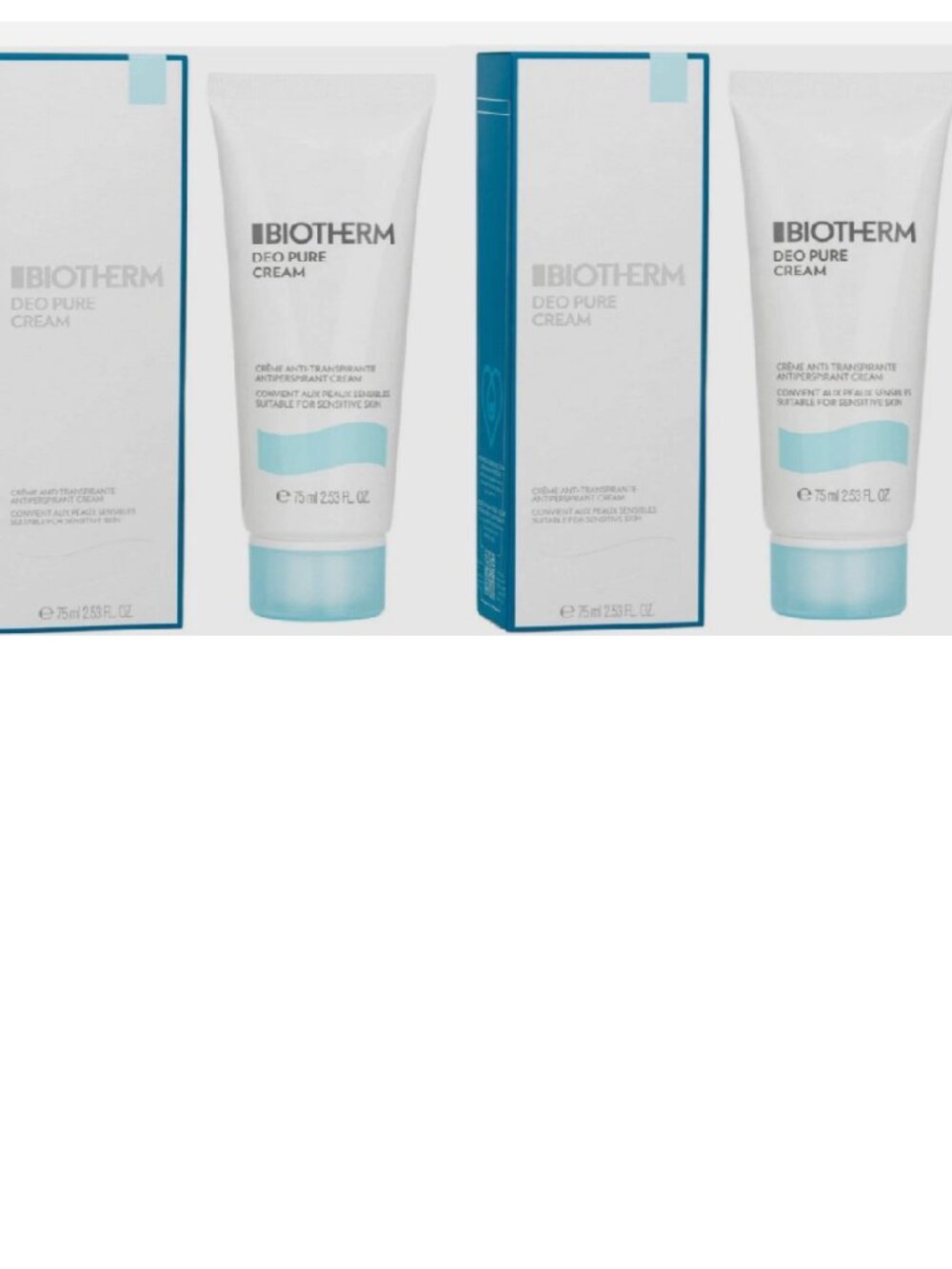 Lot of 2 PACK - Biotherm Deo Pure Antiperspirant Cream 75ml / 2.53oz